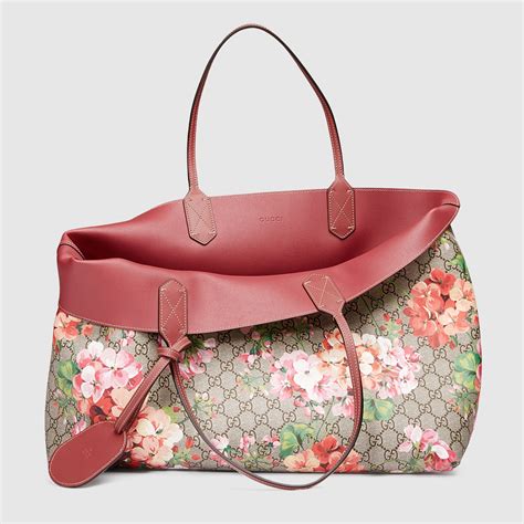 gucci gg blooms medium reversible leather tote bag multicolor rose|genuine gucci tote.